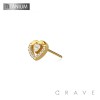 IMPLANT GRADE TITANIUM THREADLESS PUSH IN CZ DOUBLE HEART TOP PART